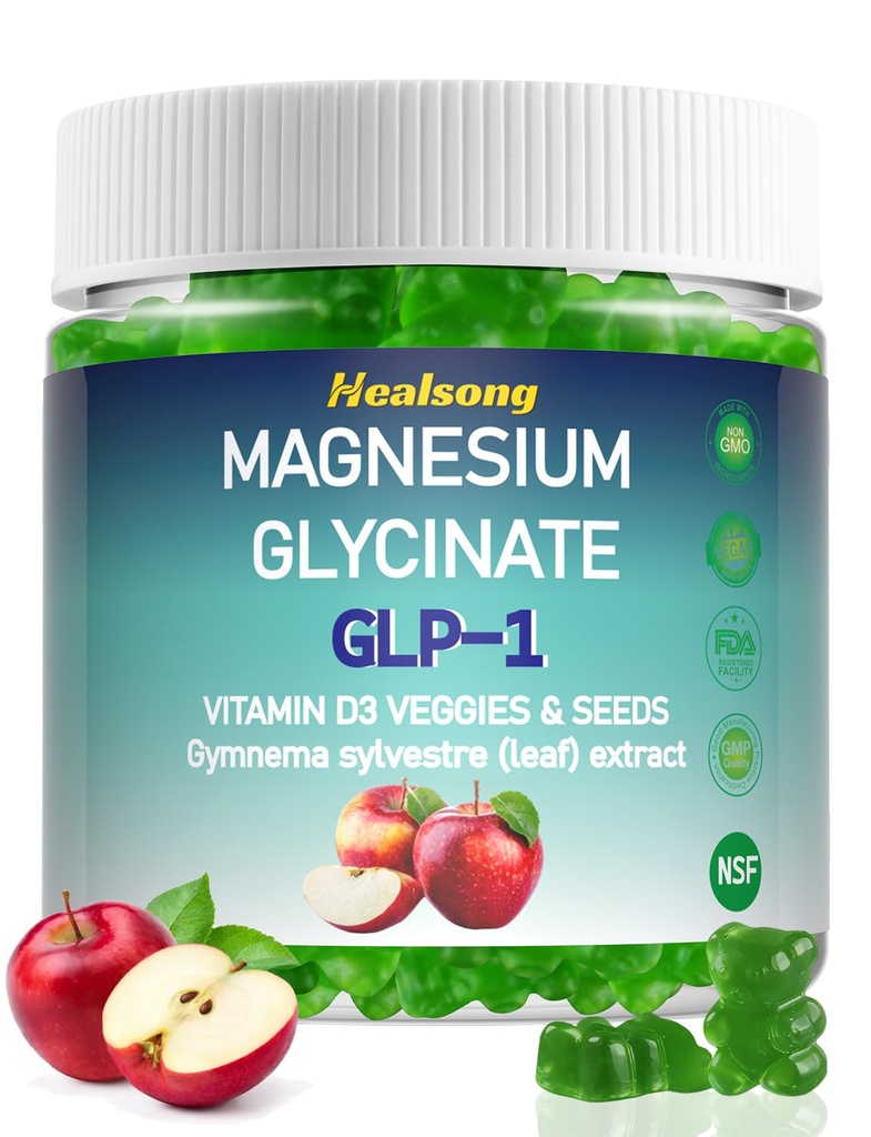 Magnesium Glycinate Gummies 400mg Supplements with Magnesium Malate & Taurate | Vitamin D3 Spinach | Kale | Broccoli