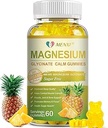 Magnesium Glycinate Gummies 400mg, Sugar Free Magnesium Taurate, Malate Supplement with Vitamin D, B6, CoQ10 for Relaxation, Stress Relief, Muscle, Bone & Sleep Support- 60 Pineapple Gummies