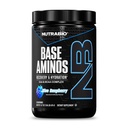 NutraBio Base Aminos EAA + BCAA Powder - 10g Essential Amino Acids Supplement, 6g 2:1:1 BCAAs, 2.8g Hydration Matrix with Electrolytes & Absorption Enhancer AstraGin - 30 Servings - Blue Raspberry