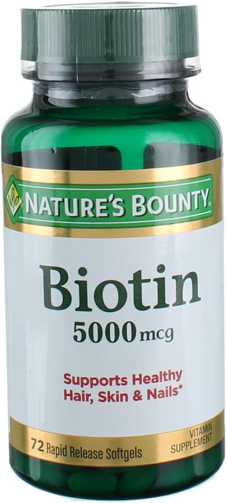 Nature's Bounty Super Potency Biotin 5000mcg - 72 softgels (πακέτο των 2)