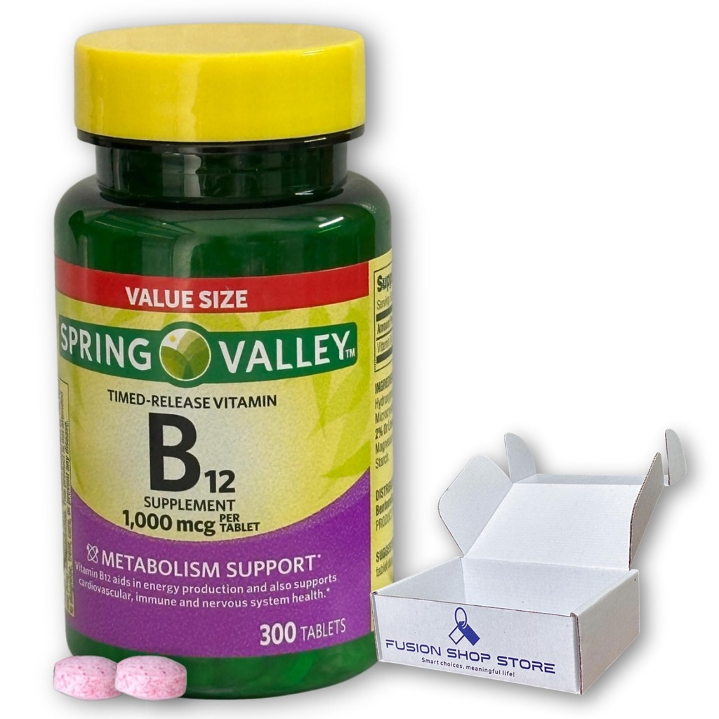 B12 1000 mcg- Methylcobalamin Timed Release 300 Tablets (Pack of 1), Boxed by Fusion Shop Store