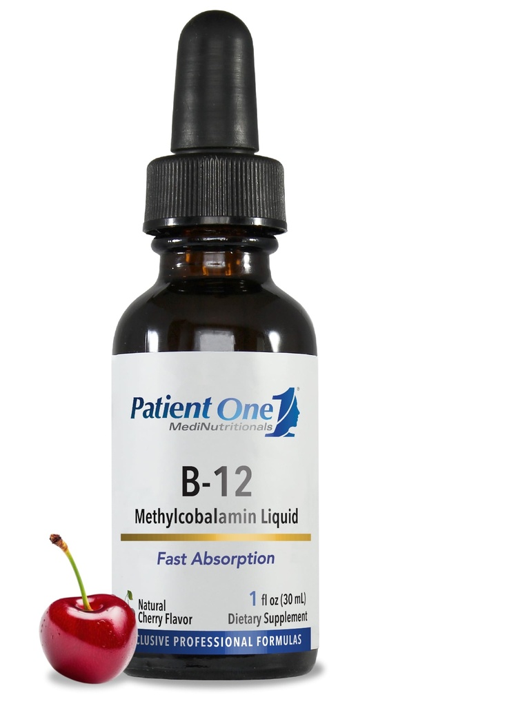 Patient One Vitamin B12 2000mcg Liquid | Supplement to Support Energy, and Heart and Nervous System Health* | Methylcobalamin Form | 1 fl oz Liquid