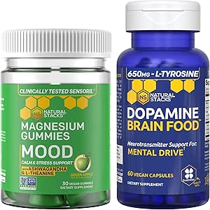 ΦΥΣΙΚΟΙ ΣΤΑΧΟΙ Θήκη Μαγνήσιο Gummies + Dopamine Brain Food Bundle - Focus & Mood Support* - 90 Σύνολο Τεμάχια