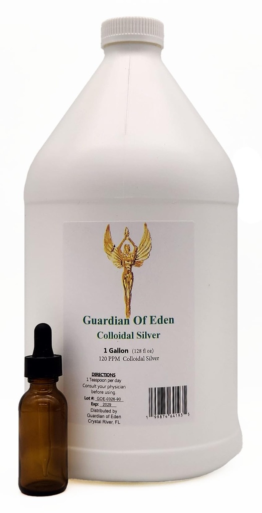 Colloidal Silver, 120 PPM, Liquid, 1 Gallon (128 fl oz), with Dropper Bottle