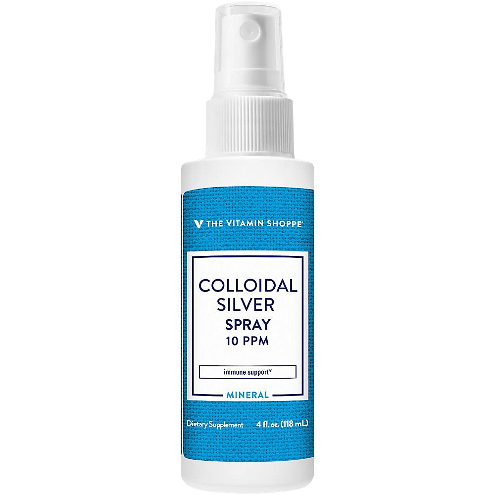 The Vitamin Shoppe Colloidal Silver Spray 10 PPM - Immune System Support | Nano Silver Particles | 4 oz Spray Bottle | 99.99% Pure