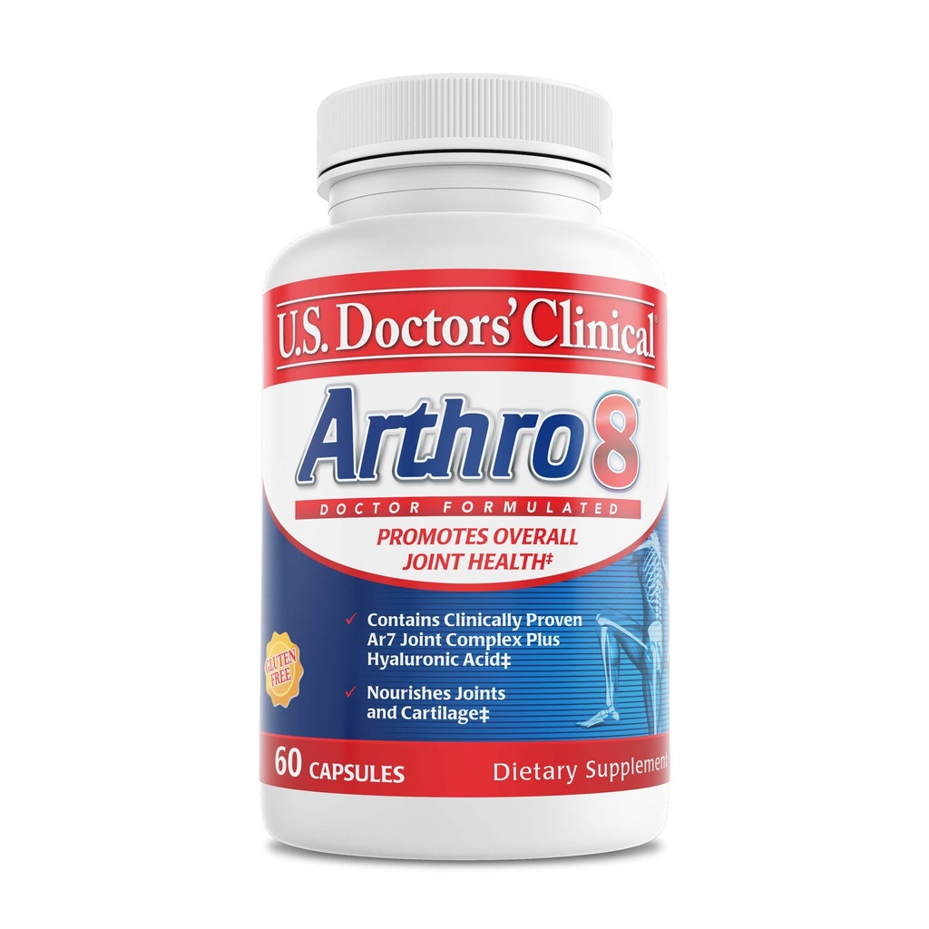 Clinical Arthro8 γιατρών ΗΠΑ - Doctor-Formulated Joint Supplement + Hyaluronic Acid + Turmeric & Collagen for Flexibility, Mobility, & Strong Cartilage - 60 Κάψουλες - 15/30-Day Supply