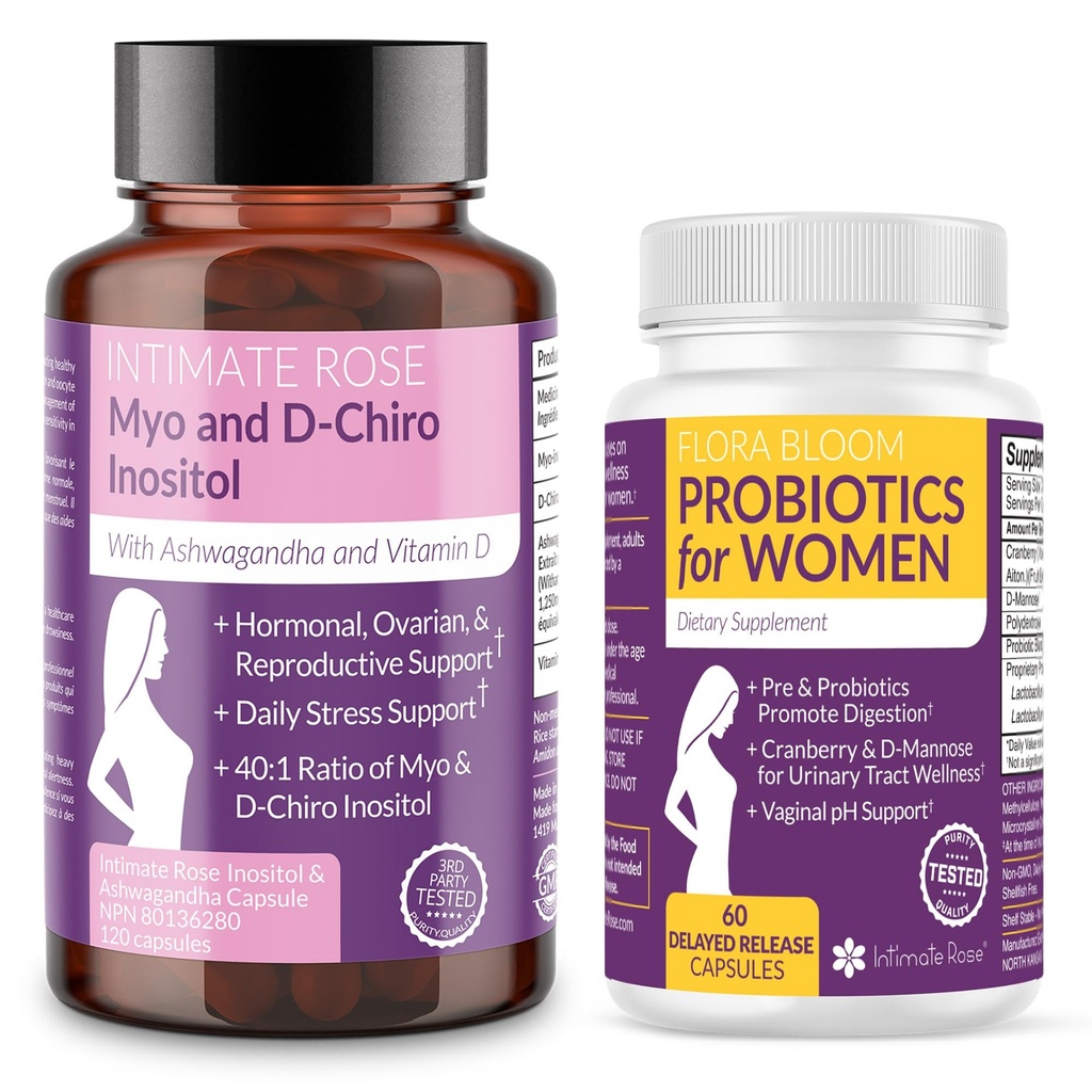 Εξοικονομήστε 10% στο Women's Wellness Bundle – Myo-Inositol & D-Chiro Inositol + Πλήρης Κολπικά Προβιοτικά για Ορμονική Ισορροπία, Οσφυϊκή και Κολπική Υγεία