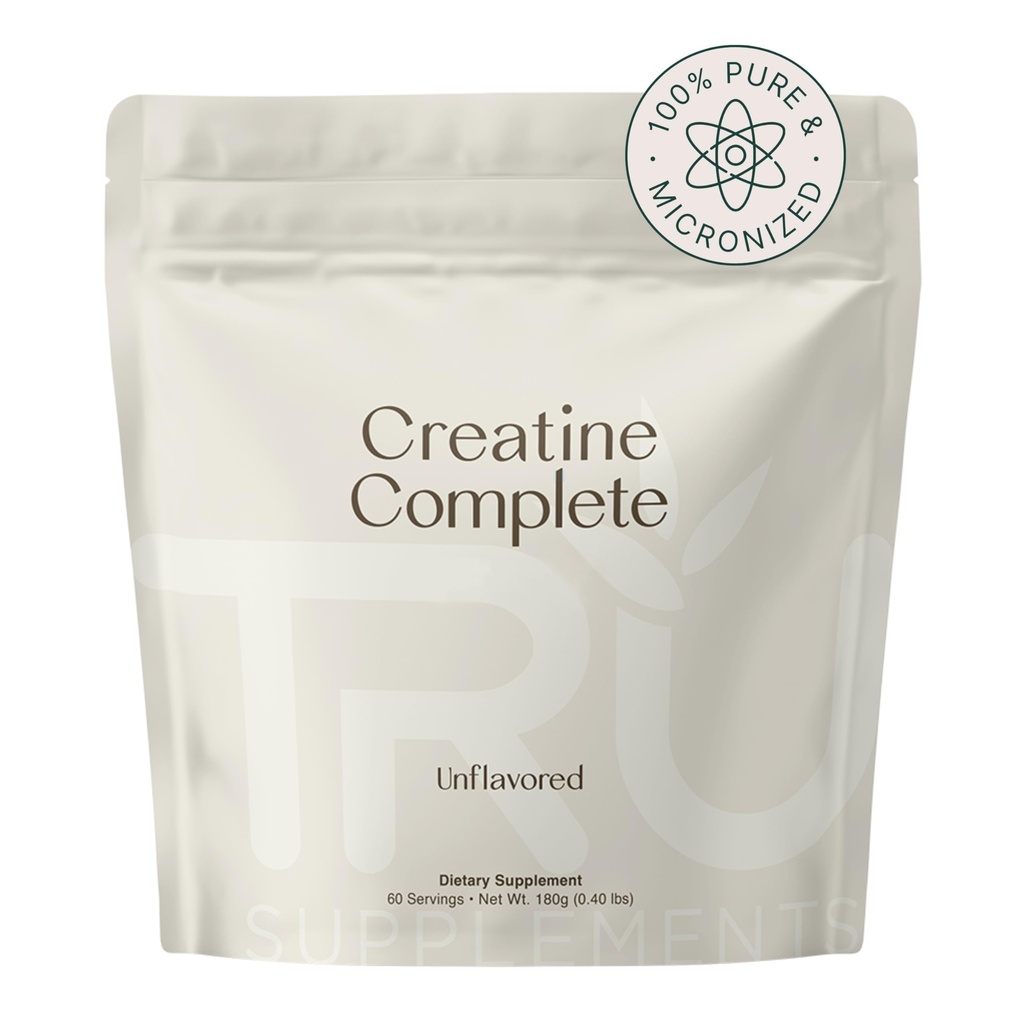 TRU Supplements Creatine | 100% Pure Patented Creatine | Increase Strength & Boost Stamina | Build Lean Muscle with Zero Water Retention or Bloating | Clinically Tested and Safe | 60 Servings