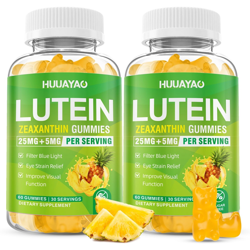 Lutein Gummies 25mg, Lutein and Zeaxanthin Supplements Eye Vitamins Gummies for Support Blue Light Protection, Vision & Overall Eye Health, Sugar Free, Pineapple Flavor, 120 Count