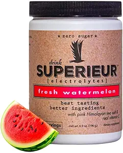 Superieur Electrolytes – Plant Based Electrolyte Supplement w/Sea Minerals for Hydration & Recovery – Keto Friendly, Non-GMO, Zero Sugar, Vegan Healthy Sports Drink Powder – Watermelon (70 Services)