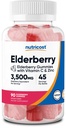 Nutricost Gummies Elderberry με βιταμίνη C & ψευδάργυρο 90 Gummies - Χωρίς γλουτένη, χορτοφαγικά