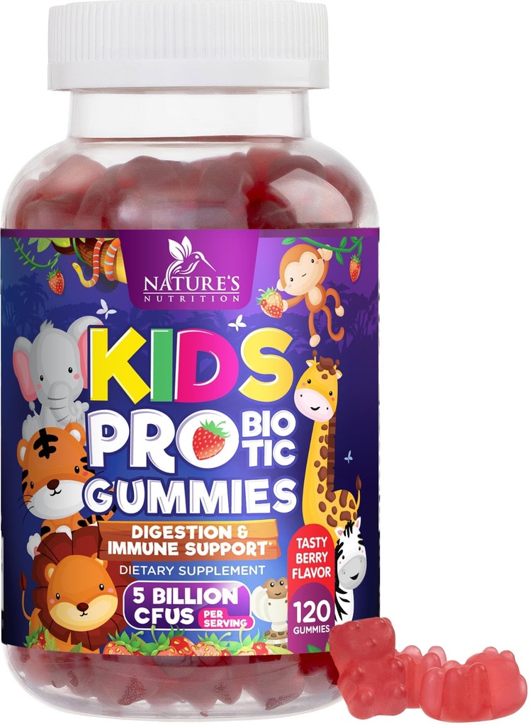 Kids Probiotic Gummies - Natural Immune Support & Digestive Health Supplement - Daily Chewable Probiotic for Children & Toddlers Ages 4+ - Vegan, Gluten & Dairy Free - Berry Flavored - 120 Gummies