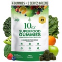 10ex Supergreens Gummies w/Probiotics. 40 Superfoods & Super Greens. 10x More Nutrients. Multivitamins & Antioxidants from Whole Foods. Healthy Snacks for Adults. Keto, Low Carb, Low Calorie Snacks.