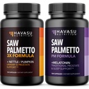 HAVASU NUTRITION Saw Palmetto PM for Men with Melatonin 3mg (60 Servings) & Pumpkin Seed Oil with Saw Palmetto for Men (60 Servings)