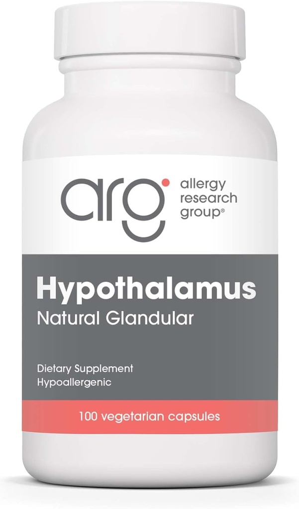 Allergy Research Group Hypothalamus Supplement - Endocrine Support, Natural Glandular, 500mg Adrenal Support, Adrenal Pituitary, Adrenal Gland Function, Bovine, Lyophilized, Vegicaps - 100 Count