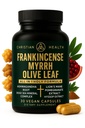 Christian Health Frankincense Myrrh Olive Leaf Capsules – Ashwagandha, Lion’s Mane, Pomegranate, Hyssop & Dead Sea Minerals – Vegan, Non-GMO, GMP Certified Faith-Based Herbal Supplement – 30 Ct