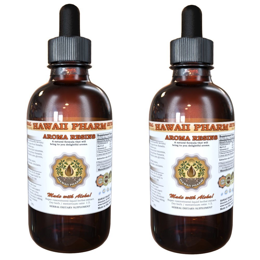 Hawaii Pharm Opopanax, Copal, Frankincense, Myrrh Gum and Dragons Blood Liquid Extract Aroma Supplement Tincture, Herbal Supplement, Made in USA, 2x2 fl.oz