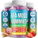 60 Sea Moss Gummies | 9-in-1 Formulation with Irish Sea Moss, Ashwagandha, Burdock, Elderberry, Bladderwrack, Maca, Zinc, B12 | Energy & Immune Support | Strawberry Flavor Vegan Gummies