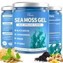 Sea Moss Gel Blue Spirulina Irish Seamoss Gel wtith Black Seed Oil, Ashwagandha, Ginger and Vitamin C, Vegan Superfood Vitamins Mineral Support, Made in USA, Gluten Free, Non-GMO