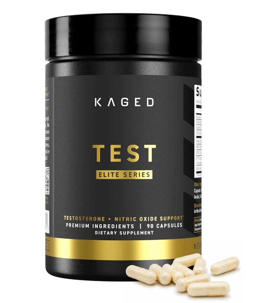 Kaged Test Elite Capsules | Unflavored | Testosterone Booster Ferodrox | Premium Hormone Managment | MR-10, KSM-66 Ashwagandha, S7 Nitric Oxide Booster | Supplements for Men & Women | 30 Servings