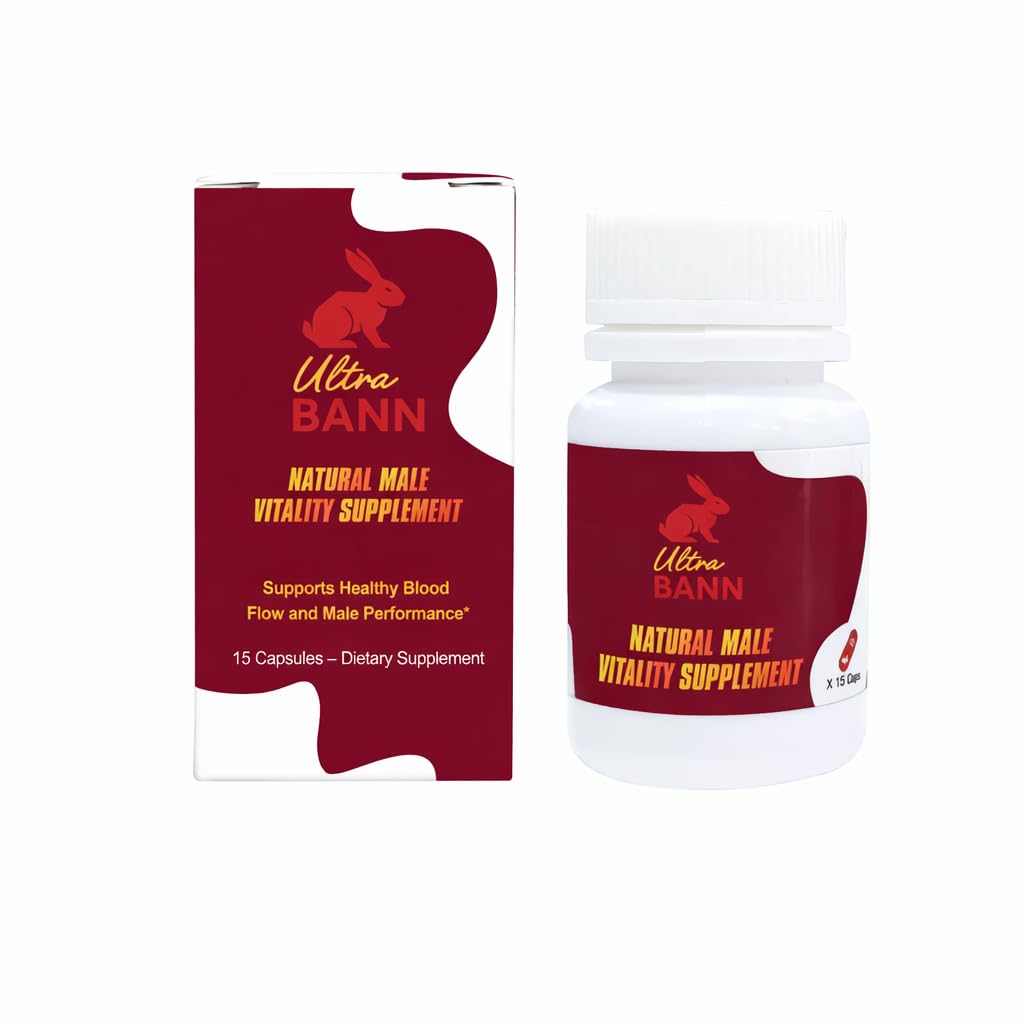 Ultra Bann Men's Vitality Supplement | Concentrated 800mg Herbal Blend with Asian Ginseng, Tongkat Ali & Epimedium | 30-Day Supply | Vegan, Non-GMO, Gluten-Free | 15 Capsules