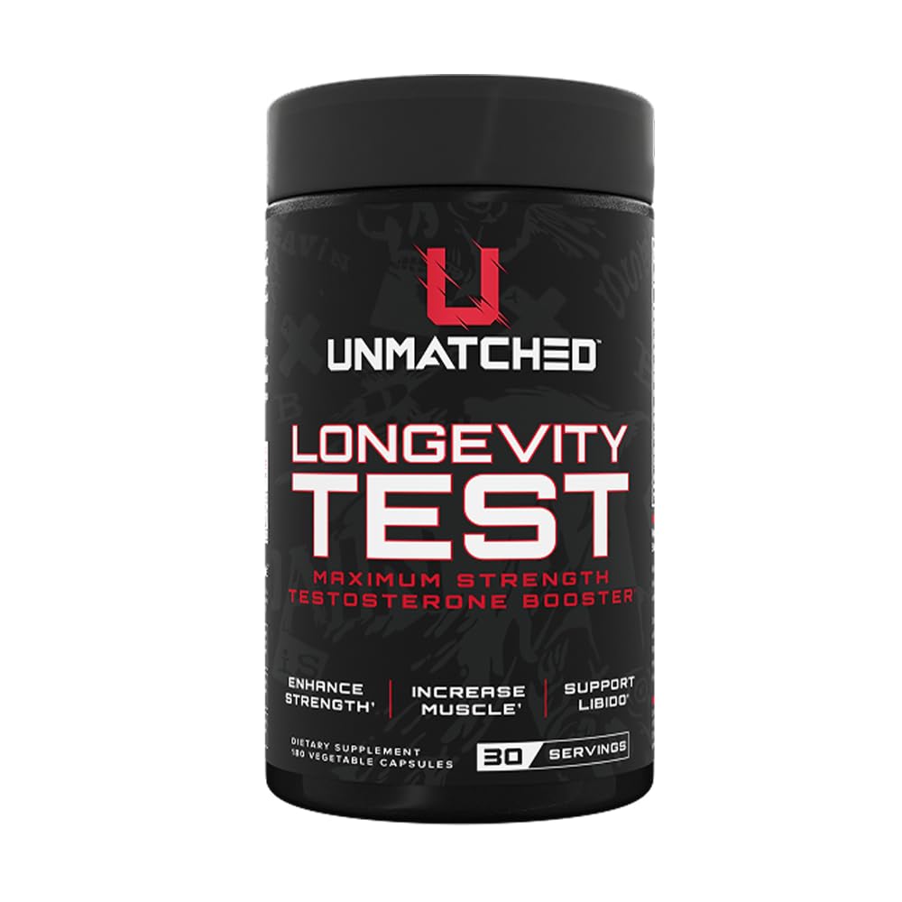 Unmatched Longevity Test | Testosterone Booster for Men | Optimize Male Vitality & Performance | Ashwagandha & Tongkat Ali | 180 Vegetable Capsules, 30 Servings