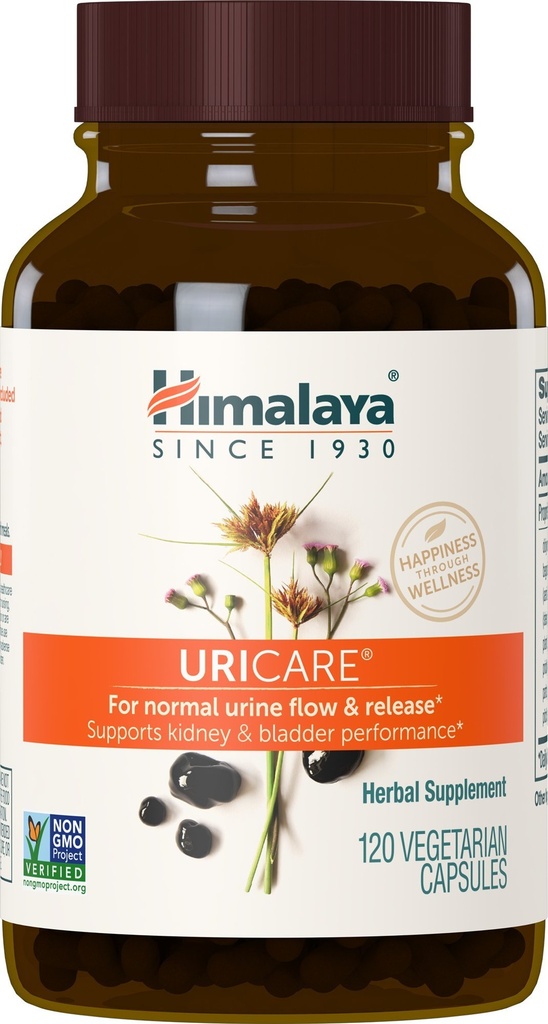 Himalaya UriCare Herbal Supplement, Kidney & Bladder Support, Urinary Tract & Urine Flow Support, Caffeine-Free, Cyperus, Non-GMO, Gluten Free, Vegetarian, 120 Capsules, 30 Day Supply