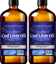 SOULSATION Icelandic Cod Liver Oil Liquid, Lemon (16oz - Pack of 2) - Vitamins A & D, EPA & DHA - Helps Vision, Skin Membranes & Immune Function - MSC Certified, Non-GMO