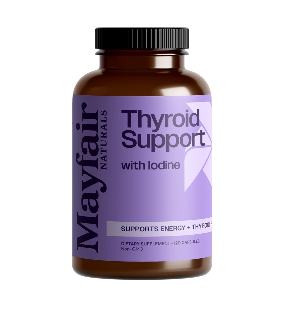 Thyroid Support with Iodine, Natural Supplement for Women and Men, Supports Energy and Thyroid Health, 120 Capsules