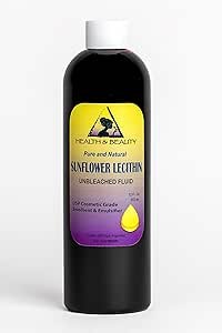 Lecithin Sunflower Unbleached Fluid Liquid Emulsifier Emollient Stabilizer Pure 12 oz