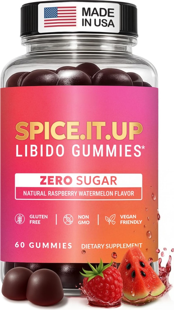 Libido Support for Women Intimacy Gummies - Fast Acting HornyGoatWeed for Women Extract - Gluten Free, Vegan & Non-GMO - Raspberry Watermelon Flavor - Spicy Gummies for Couples - 60 Gummies