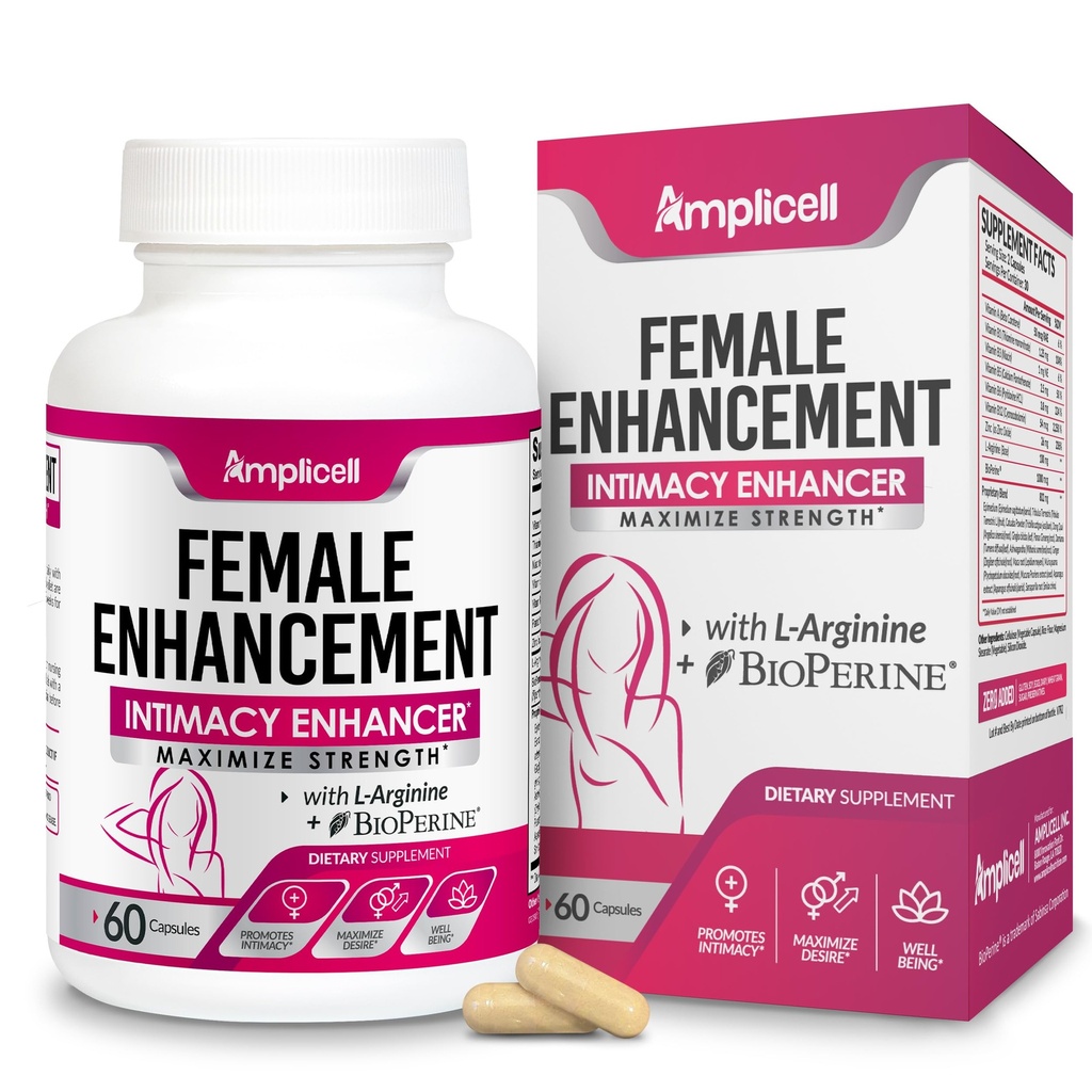 AMPLICELL Women's Libido Support & Hormone Balance – Maca, Ashwagandha, Dong Quai, Ginseng & Tongkat Ali – Energy, Mood & Feminine Vitality – Non-GMO, Vegan – 60 Ct