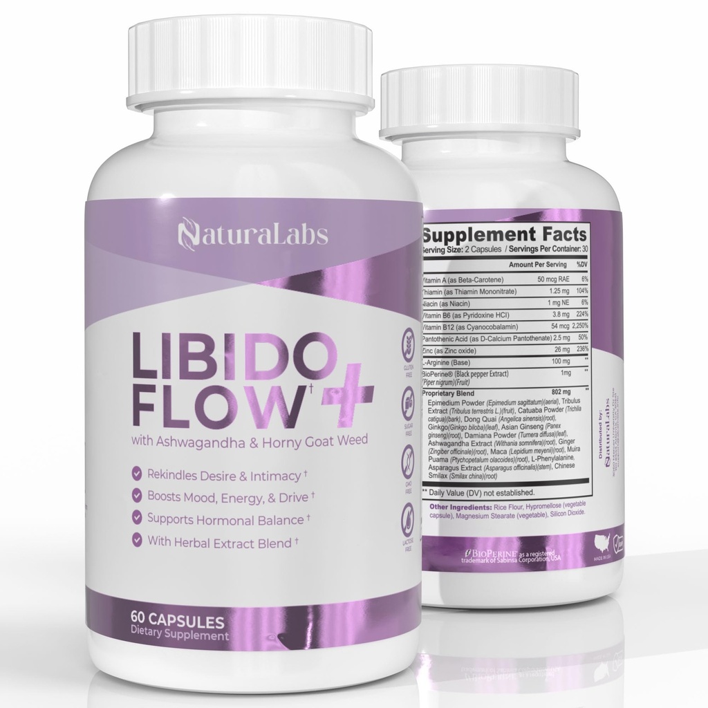 Female Libido Booster For Women Over 40 - Maca Root Capsules For Women with Fenugreek, Ashwagandha, Zinc, L-Arginine - Libido, Energy, Mood Enhancer, Mind Boost, Hormone Balance Support Pills - 60 ct
