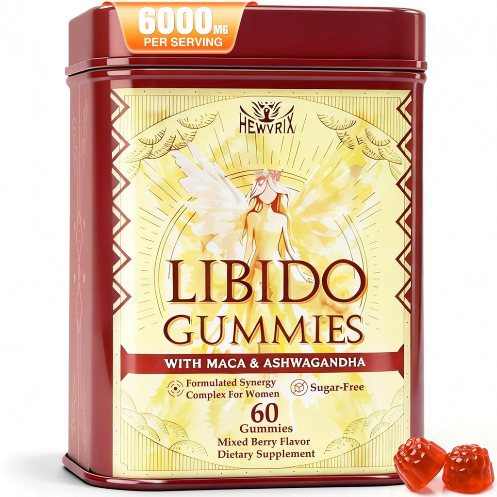 Libido Booster for Women with 1500mg Maca & 1000mg Ashwagandha, Vitamin D & B6, for Energy, Mood - Strongest Female Libido Booster + Hormone Balance for Women Cortisol Reducer | 0 Sugar, 60 Gummies