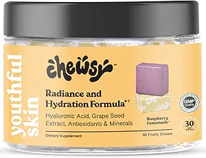 Chewsy Youthful Skin, Fruity Chews Βιταμίνες, Radiance & Hydration Formula, Hyaluronic Acid, Grape Seed Extract, Antioxidants & Minerals, Vitamins Raspberry Lemonade Flavor 30-Day Supply
