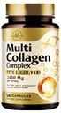 Multi Collagen Peptides 2400mg για γυναίκες – Best Hydrolyzed Collagen Complex με 5 τύπους (I, II, III, V, X) - Grass Fed - Μαλλιά, δέρμα, νύχια, οστά & κοινή υποστήριξη για την ομορφιά & ευεξία – 120 κάψουλες