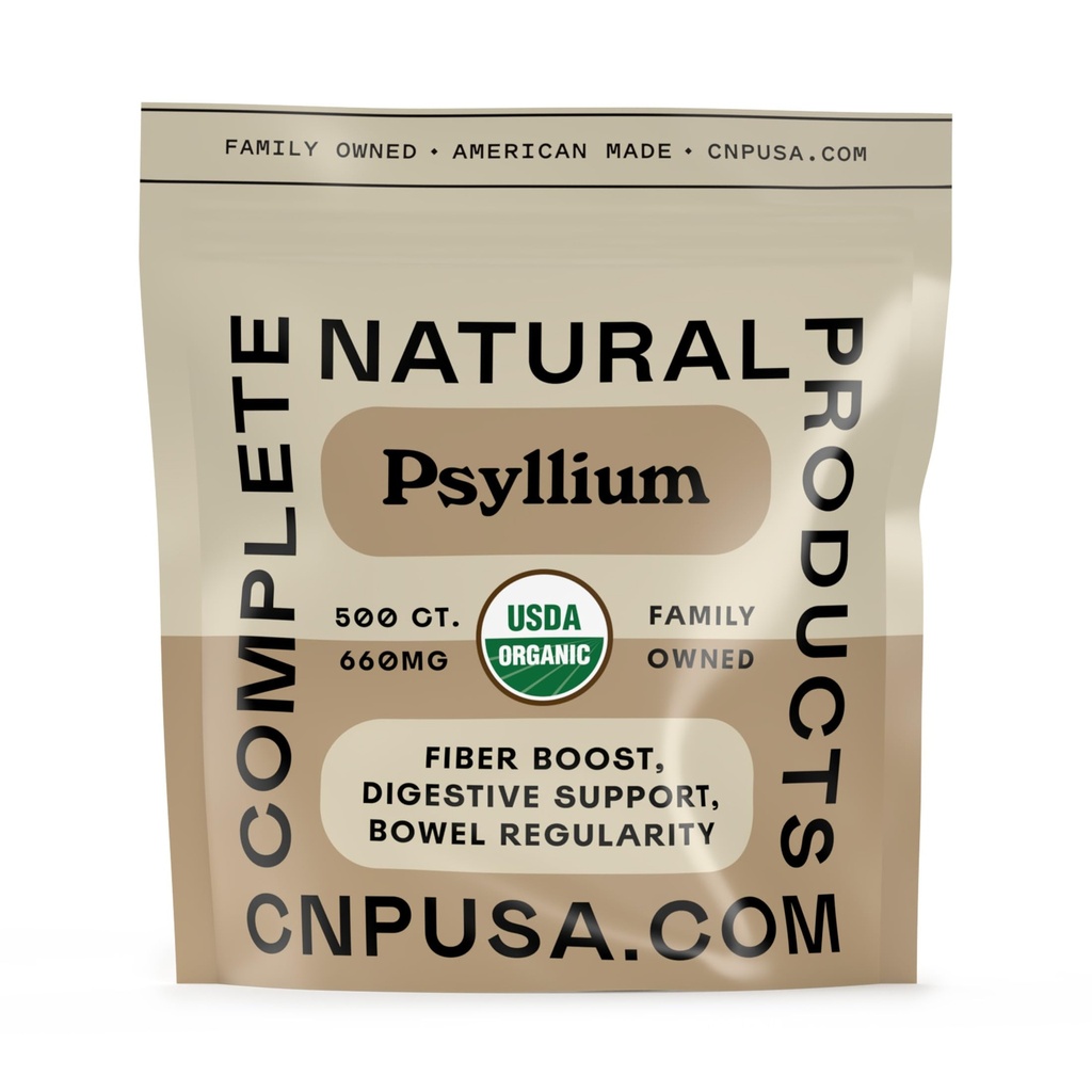 Organic Psyllium Husk Capsules 660mg - Fiber Caps Supplement, Psyllium Capsules for Digestive Regularity, Colon Cleanse Support, Unflavored Whole Fiber Powder Pills, 500 Capsules