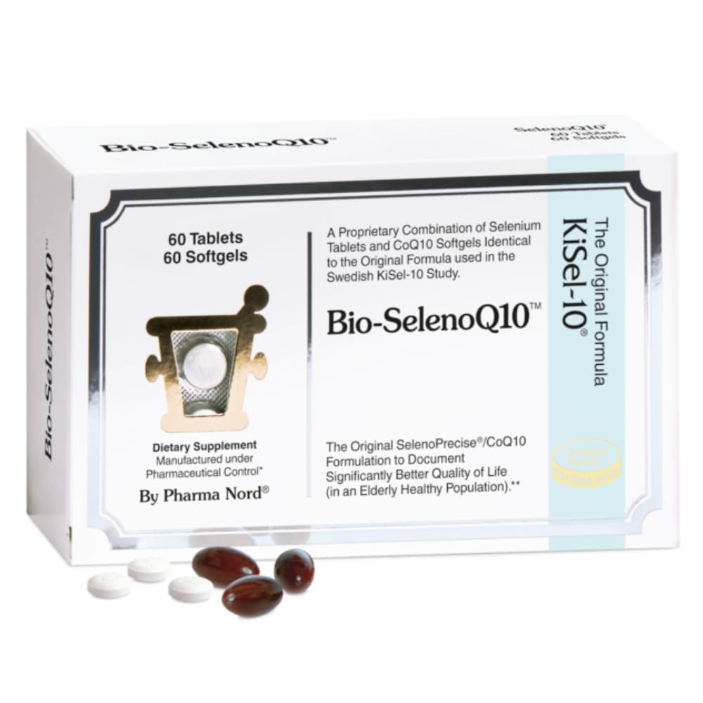 Pharma Nord Bio-SelenoQ10 Anti-Aging Supplement – 100 mg CoQ10 & 100 mcg Selenium, Supports Longevity, Cellular Aging & Heart Health, Research Backed Combo, 60 Softgels & 60 Tablets