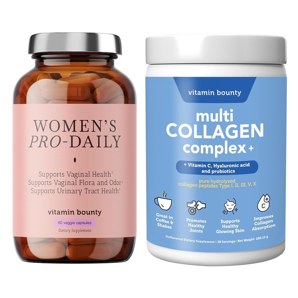 Vitamin Bounty Women's Pro Daily Probiotic and Multi Collagen Complex Plus for Women's Daily Health Support