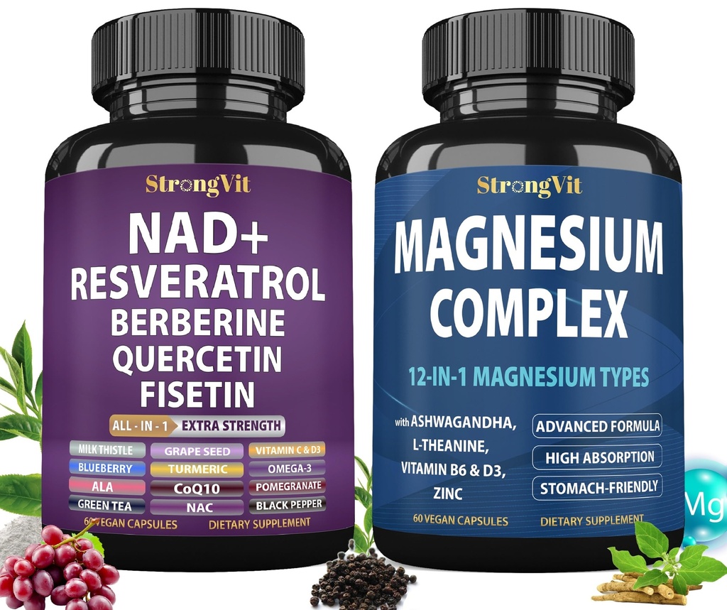 StrongVit NAD Supplement & Magnesium Complex Bundle (120 Capsules)