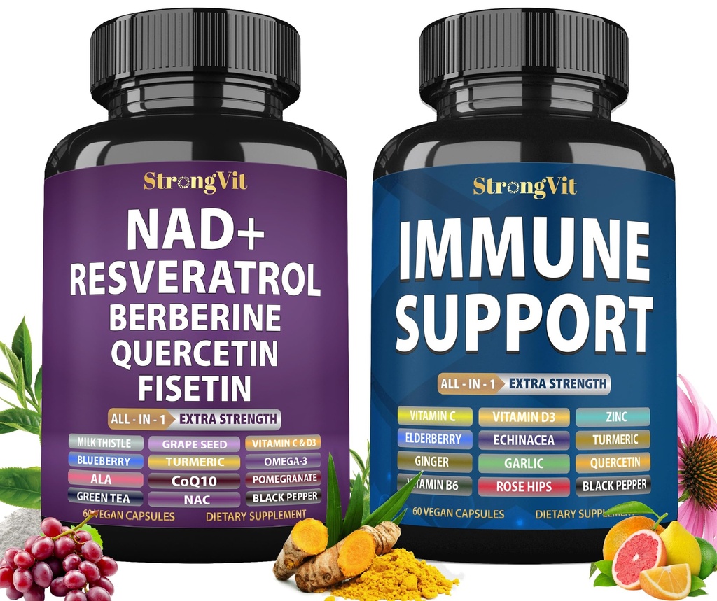 StrongVit NAD Supplement & Immune Support Bundle (120 Capsules)