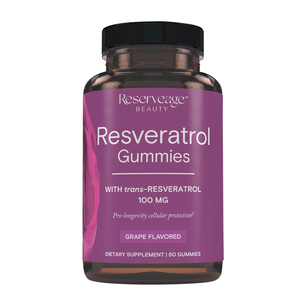 Reserveage Beauty - Resveratrol Gummies 100 mg, Antioxidant Supplement for Heart Health, Antioxidant Supplement Supports Healthy Aging, Vegan - 1 Pack