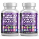 Clean Nutraceuticals Resveratrol Berberine Grape Seed Extract Quercetin Green Tea Extract Polyphenol Supplement for Women & Men N-Acetyl Cysteine, Acai - 2Pack