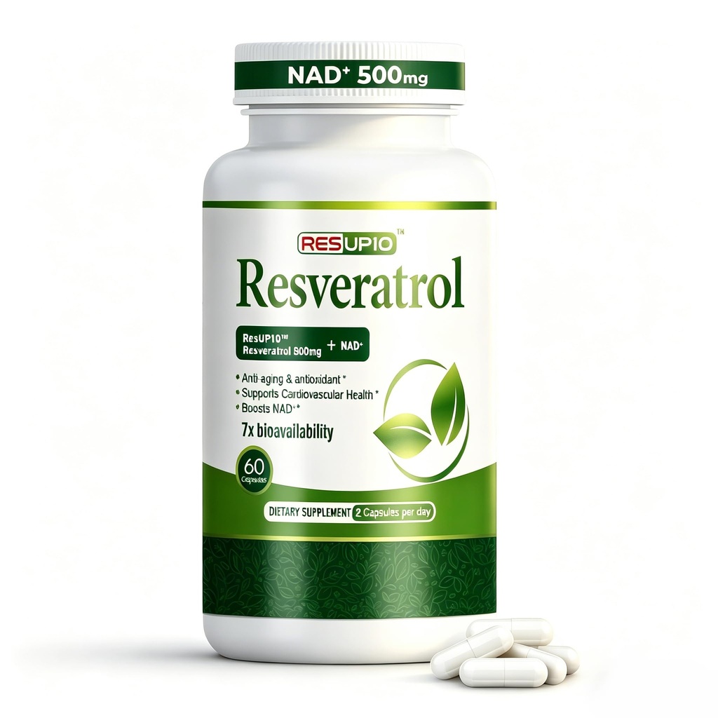 NAD Resveratrol Supplement, 7X Absorption Resveratrol 800mg | Liposomal NAD+ Supplement 500mg | Anti-Aging Formula for Women and Men | Supports Cellular Health and Energy Production (60 Capsules)