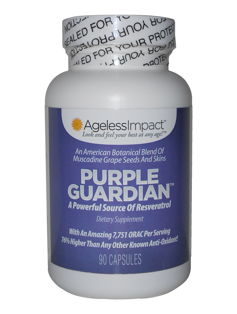 Purple Guardian Resveratrol with ORAC Blend of Pulverized Muscadine Grape Seeds & Skins, Veggie Caps, 700mg, 90-Count