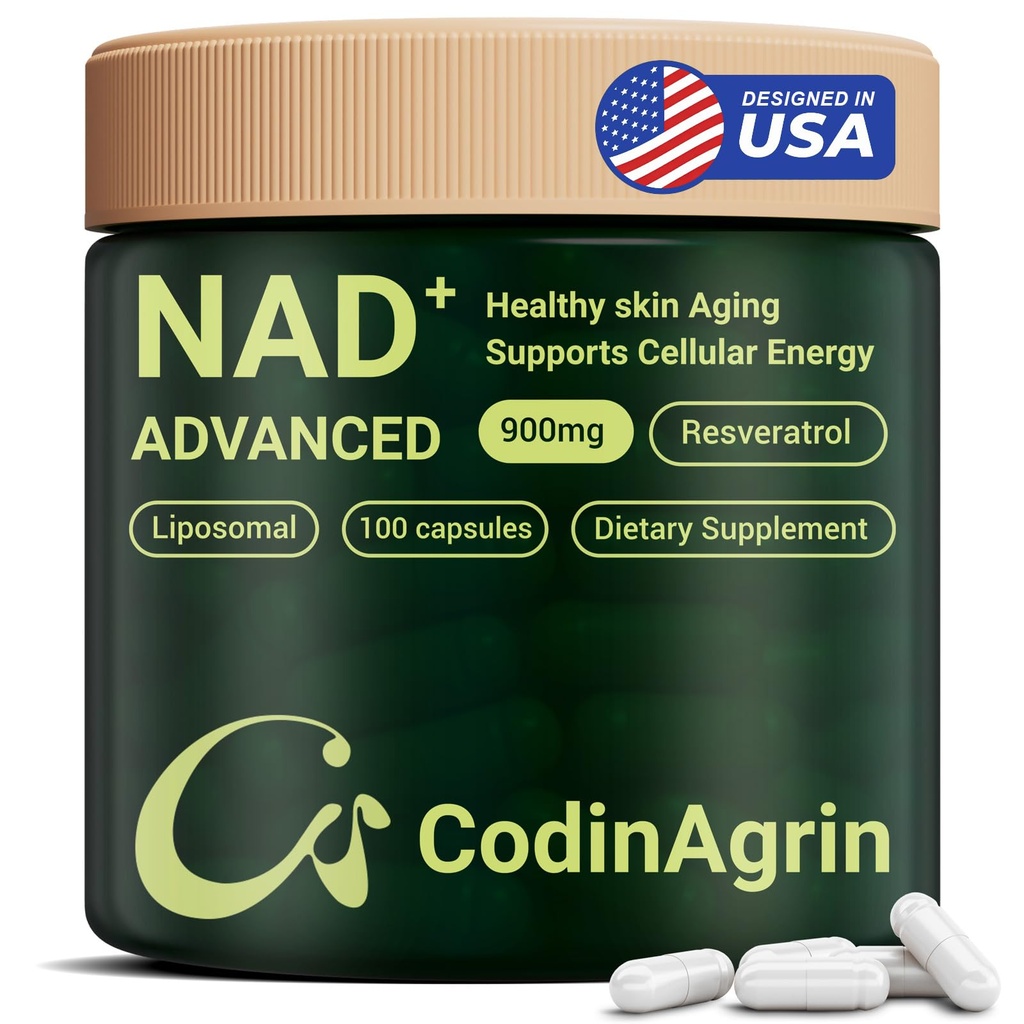 NAD+ Supplement with Resveratrol 900mg Nicotinamide Adenine Dinucleotide Complex for Cellular Energy Repair, Anti-Aging & Mental Clarity Support, Non-GMO, Vegetarian Friendly, 100 Capsules