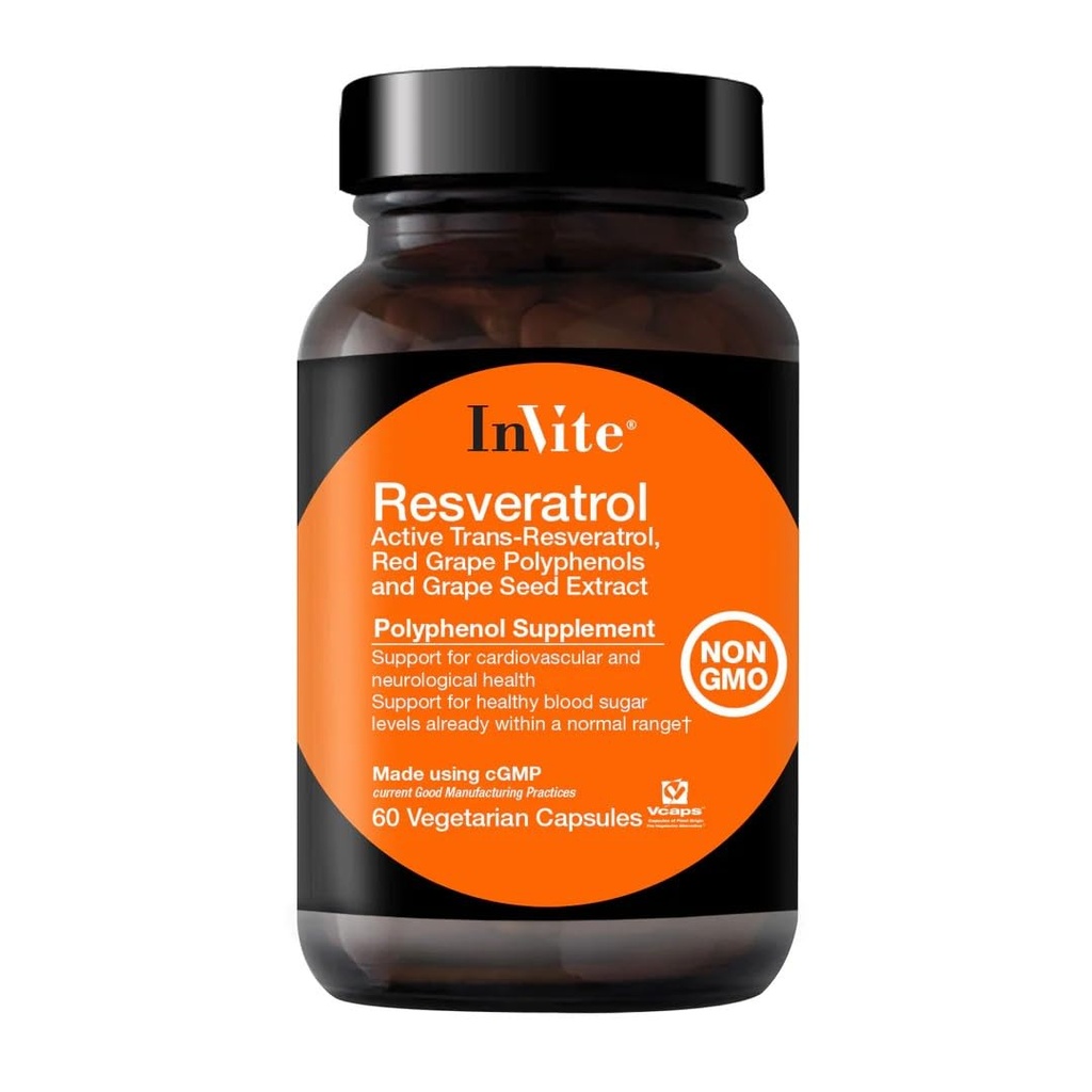 Invite Health Resveratrol - Supports Heart and Brain Health - 30 Day Supply - 60 Vegetarian Capsules (2-Pack)
