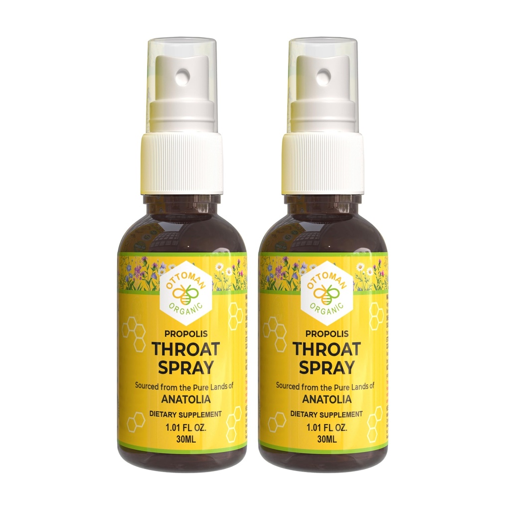 Adult Propolis Spray – USDA Certified – 100% Alcohol-Free Extract, Supports Throat & Respiratory Health, Rich in Antioxidants 1.01 Fl Oz (Pack of 2)