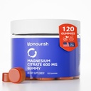 UpNourish Μαγνήσιο Gummies για ενήλικες & παιδιά Μαγνήσιο Citrate Gummies 600mg, συμπλήρωμα ηρεμίας για τη μυϊκή χαλάρωση, τα οστά και Digestive Υγεία, Citrato de Magnesio, Vegan, Non-GMO, 120 Count