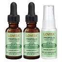 LOVITA Propolis Wellness Bundle - 2 Liquid Extract Drops (500mg) & 1 Throat Spray, 18% Bioflavonoids, Alcohol-Free Immune Support & Throat Care (3 Pc Set)